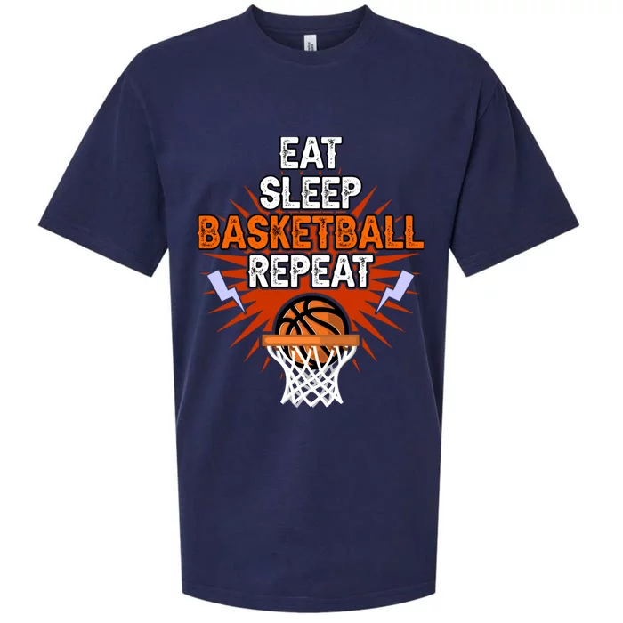 Eat Sleep Basketball Repeat Player Gift Funny Basketball Sueded Cloud Jersey T-Shirt