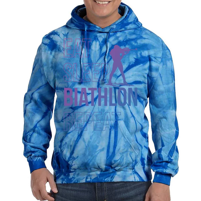 Eat Sleep Biathlon Skiing Shooting Ski Gift Tie Dye Hoodie