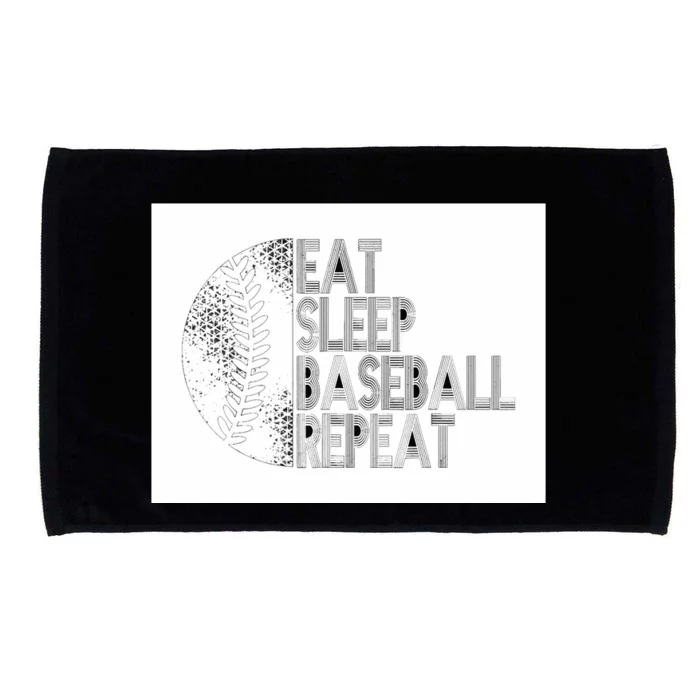 Eat Sleep Baseball Repeat Funny Retro Baseball Player Microfiber Hand Towel