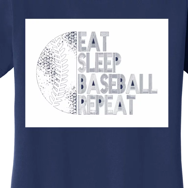 Eat Sleep Baseball Repeat Funny Retro Baseball Player Women's T-Shirt