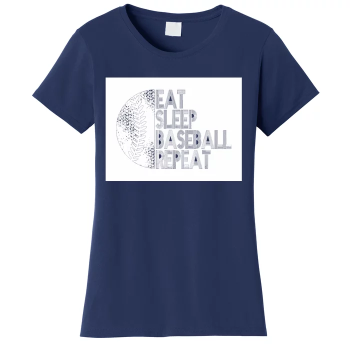 Eat Sleep Baseball Repeat Funny Retro Baseball Player Women's T-Shirt