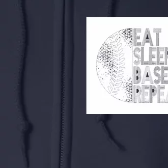 Eat Sleep Baseball Repeat Funny Retro Baseball Player Full Zip Hoodie