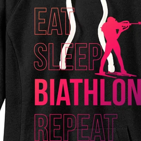 Eat Sleep Biathlon Skiing Shooting Ski Gift Women's Fleece Hoodie