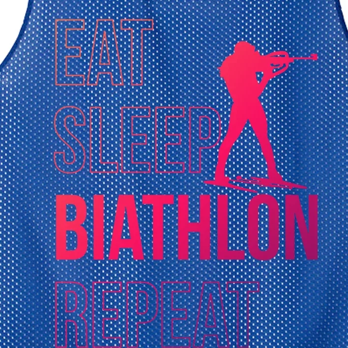 Eat Sleep Biathlon Skiing Shooting Ski Gift Mesh Reversible Basketball Jersey Tank