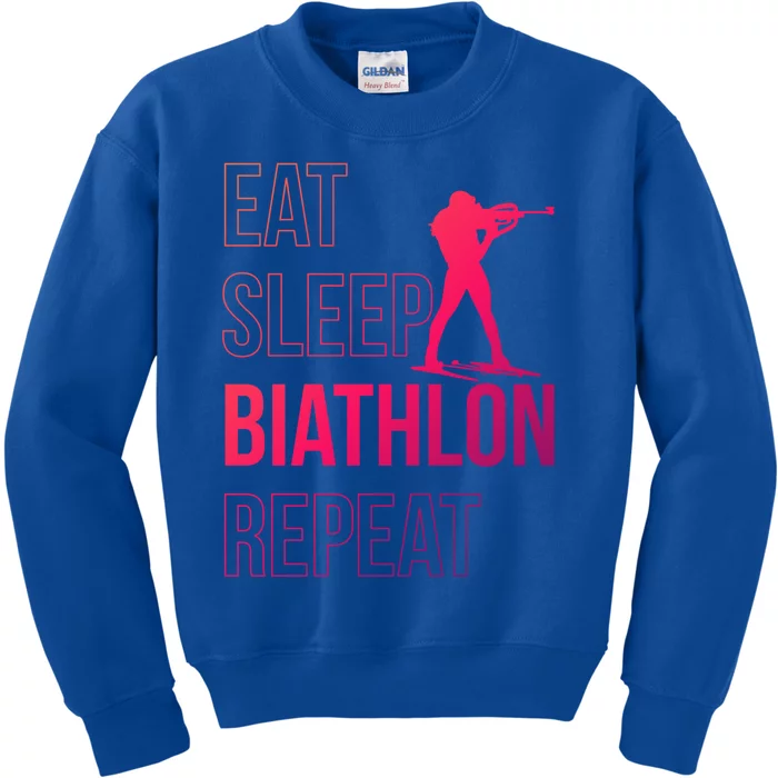 Eat Sleep Biathlon Skiing Shooting Ski Gift Kids Sweatshirt