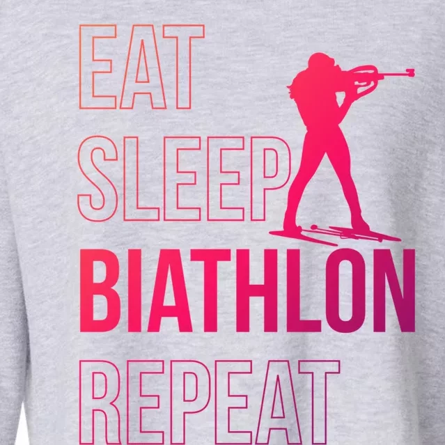 Eat Sleep Biathlon Skiing Shooting Ski Gift Cropped Pullover Crew