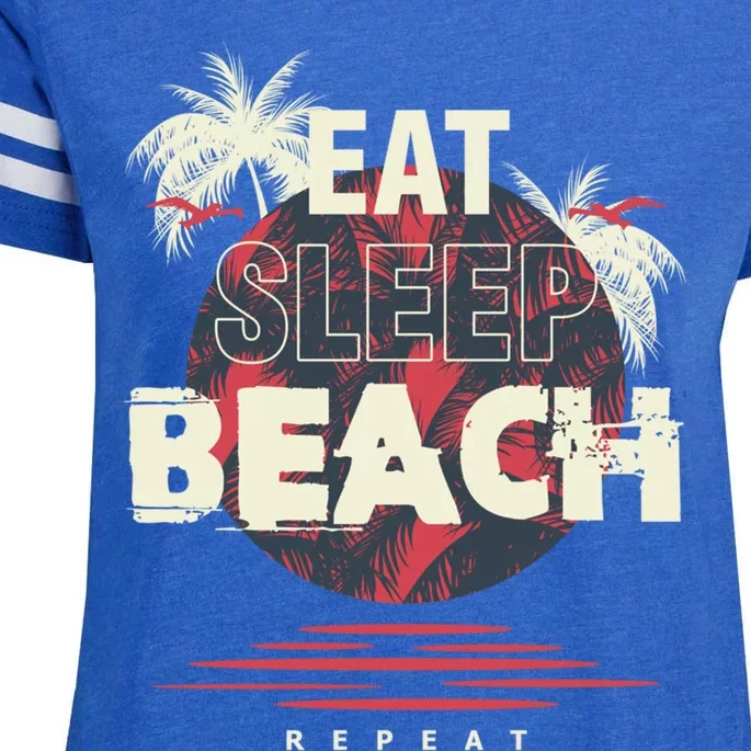 Eat Sleep Beach Repeat Holiday Sunny Vacation Vacationer Sun Gift Enza Ladies Jersey Football T-Shirt