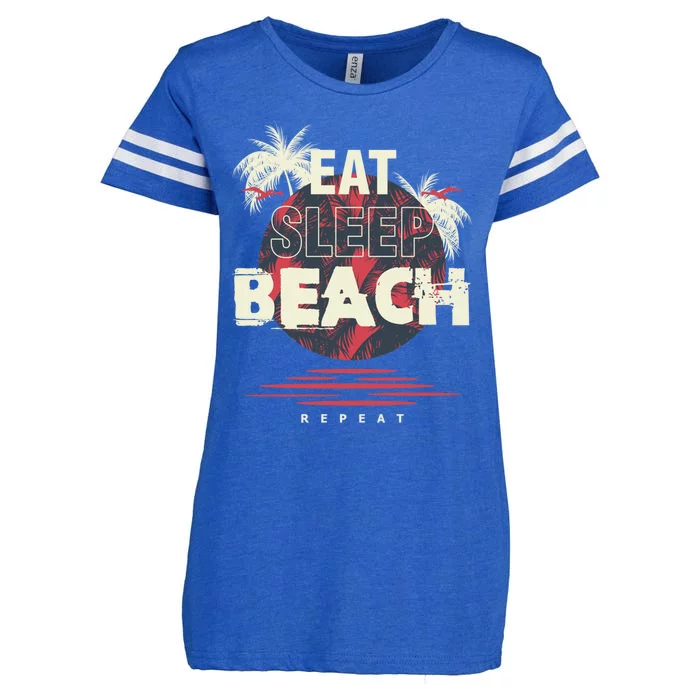 Eat Sleep Beach Repeat Holiday Sunny Vacation Vacationer Sun Gift Enza Ladies Jersey Football T-Shirt