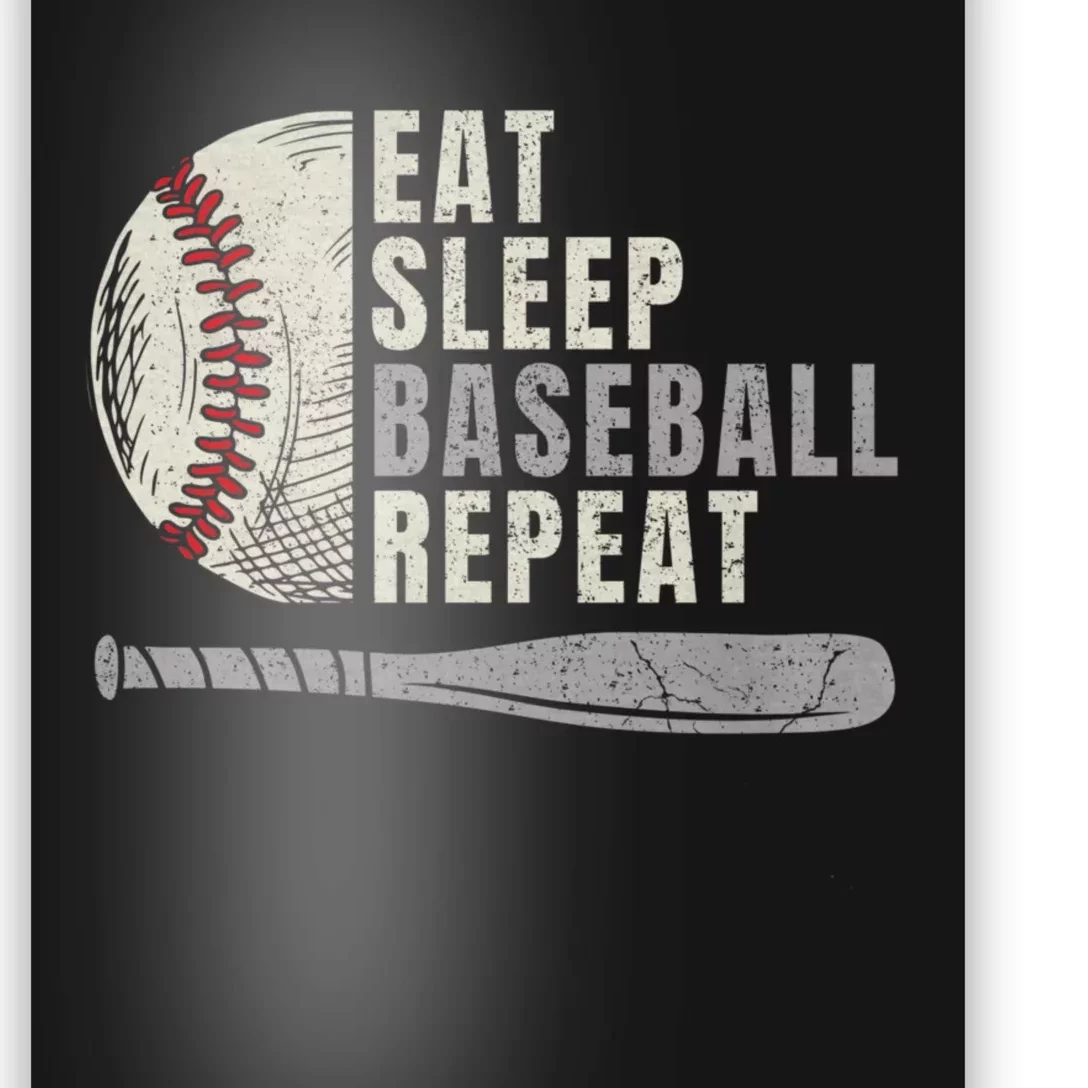 Eat Sleep Baseball Repeat Funny Baseball Player Poster