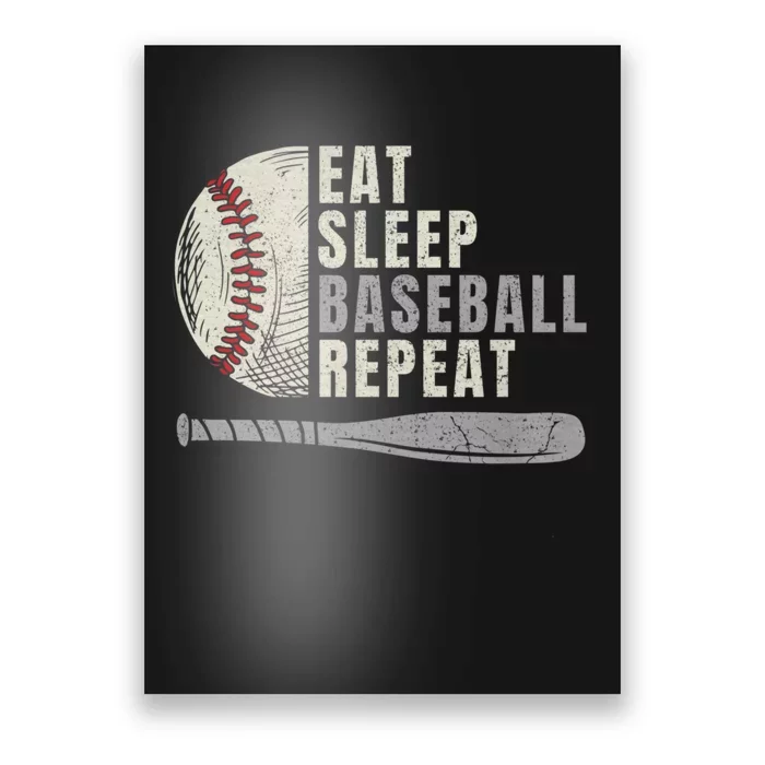 Eat Sleep Baseball Repeat Funny Baseball Player Poster