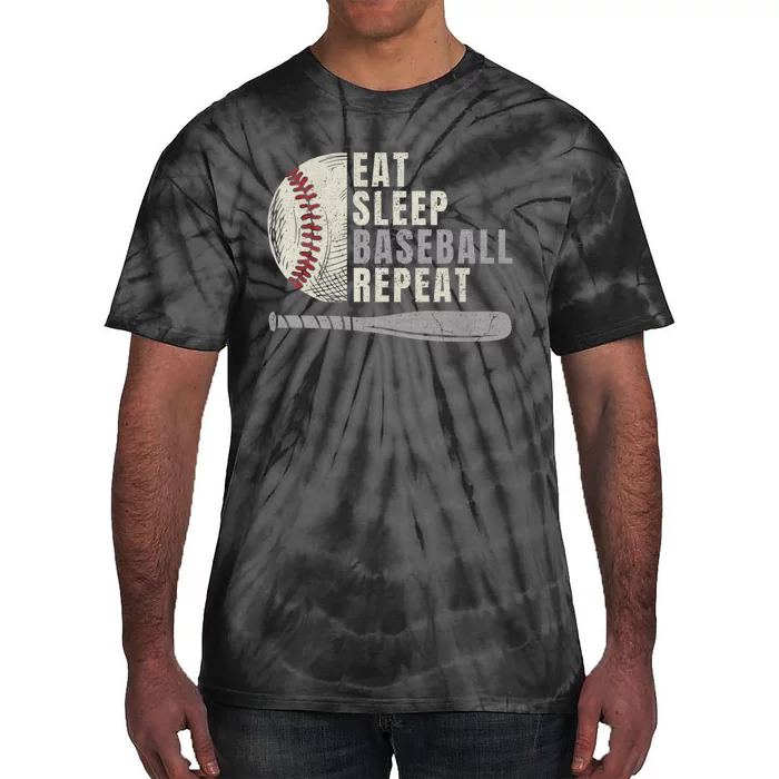 Eat Sleep Baseball Repeat Funny Baseball Player Tie-Dye T-Shirt