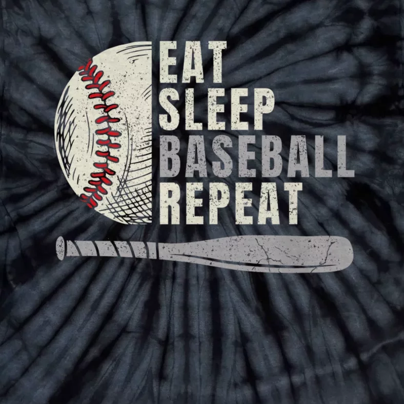 Eat Sleep Baseball Repeat Funny Baseball Player Tie-Dye T-Shirt