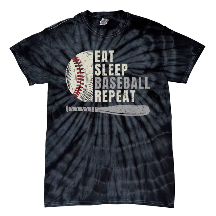 Eat Sleep Baseball Repeat Funny Baseball Player Tie-Dye T-Shirt