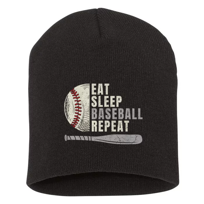 Eat Sleep Baseball Repeat Funny Baseball Player Short Acrylic Beanie