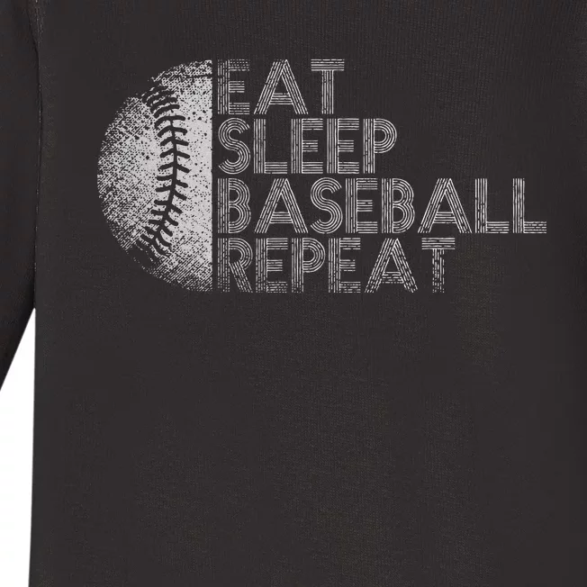 Eat Sleep Baseball Repeat Baseball Player Funny Baseball Baby Long Sleeve Bodysuit