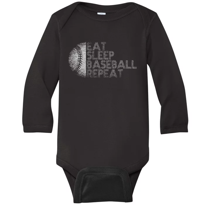 Eat Sleep Baseball Repeat Baseball Player Funny Baseball Baby Long Sleeve Bodysuit