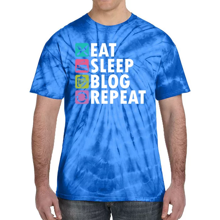 Eat Sleep Blog Blogger Blogging Influencer Writer Author Gift Tie-Dye T-Shirt