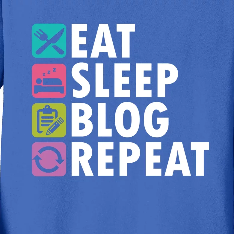 Eat Sleep Blog Blogger Blogging Influencer Writer Author Gift Kids Long Sleeve Shirt