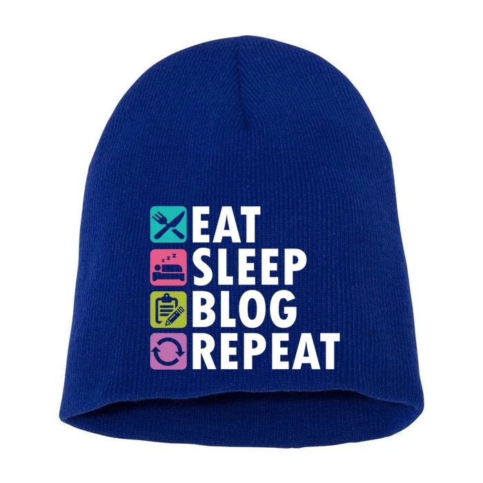 Eat Sleep Blog Blogger Blogging Influencer Writer Author Gift Short Acrylic Beanie