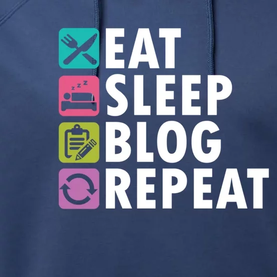 Eat Sleep Blog Blogger Blogging Influencer Writer Author Gift Performance Fleece Hoodie