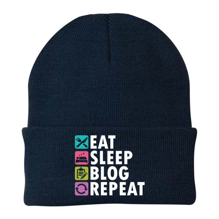 Eat Sleep Blog Blogger Blogging Influencer Writer Author Gift Knit Cap Winter Beanie