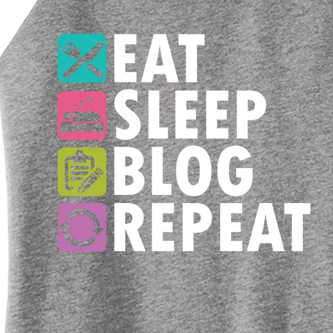 Eat Sleep Blog Blogger Blogging Influencer Writer Author Gift Women’s Perfect Tri Rocker Tank