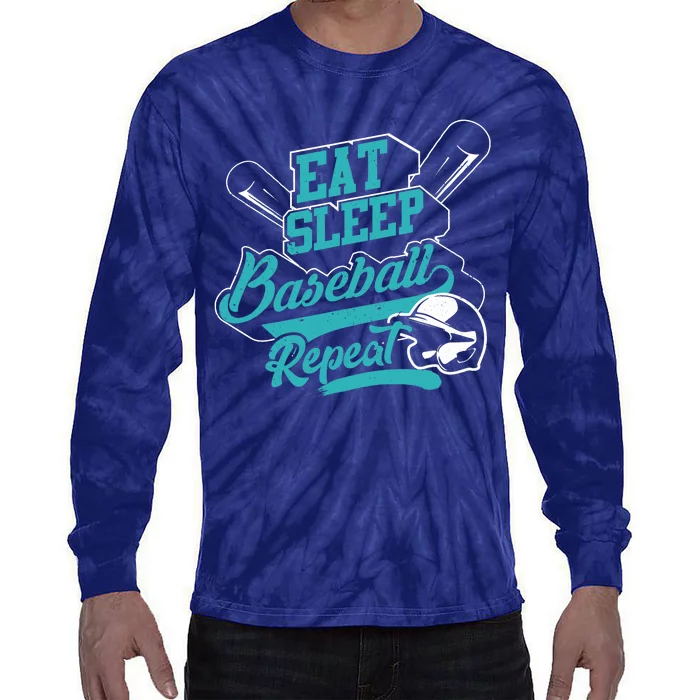 Eat Sleep Baseball Repeat - Baseball Player Gift Tie-Dye Long Sleeve Shirt