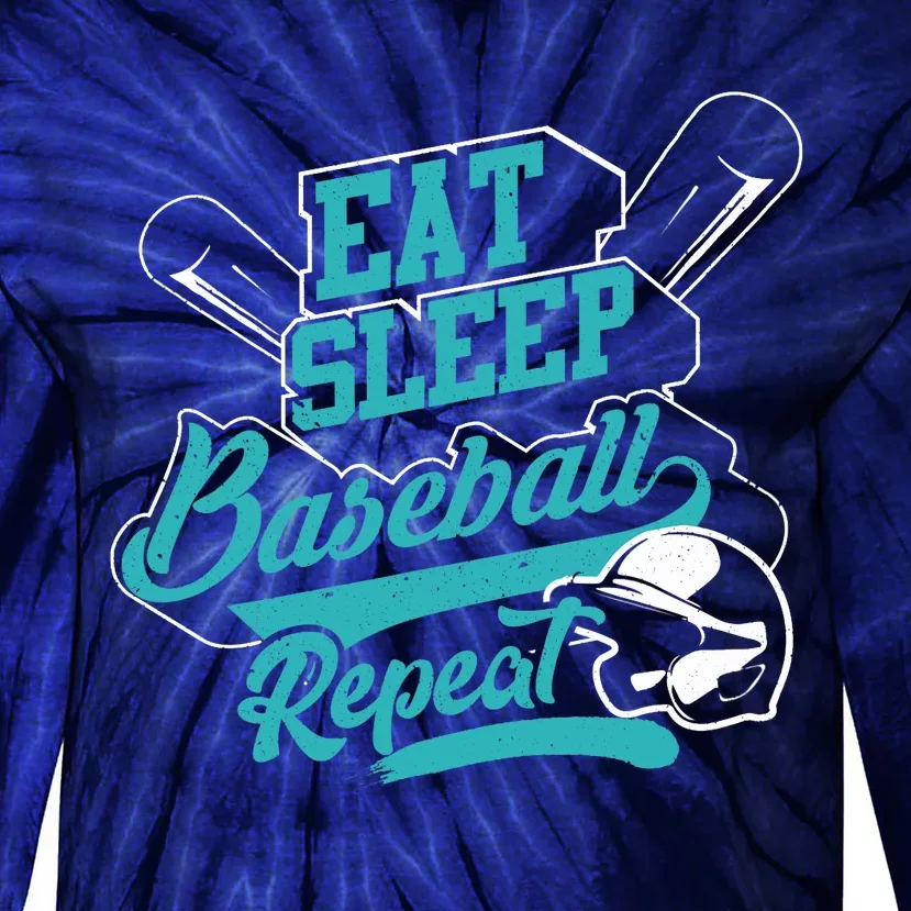 Eat Sleep Baseball Repeat - Baseball Player Gift Tie-Dye Long Sleeve Shirt