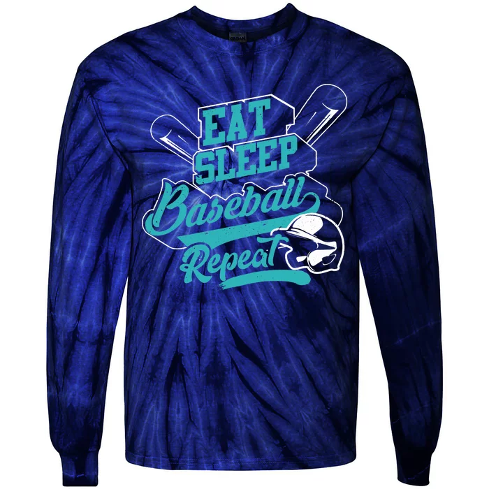 Eat Sleep Baseball Repeat - Baseball Player Gift Tie-Dye Long Sleeve Shirt