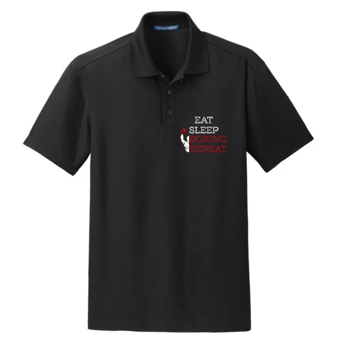 Eat Sleep Boxing Repeat Boxer Design Funny Gift Dry Zone Grid Performance Polo