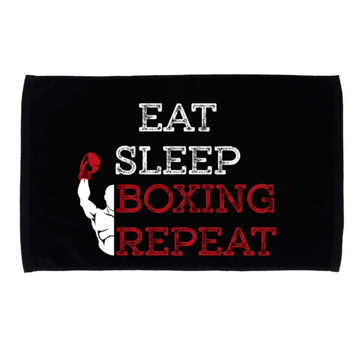 Eat Sleep Boxing Repeat Boxer Design Funny Gift Microfiber Hand Towel