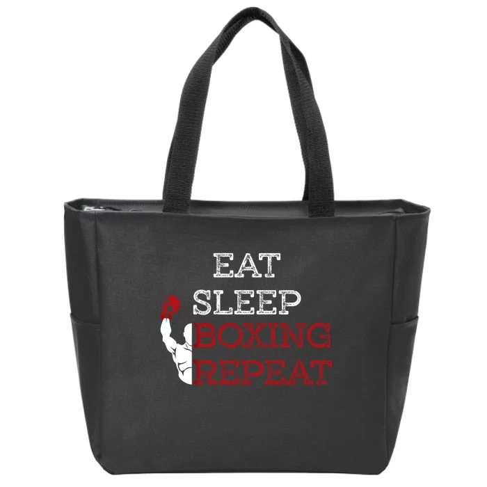 Eat Sleep Boxing Repeat Boxer Design Funny Gift Zip Tote Bag