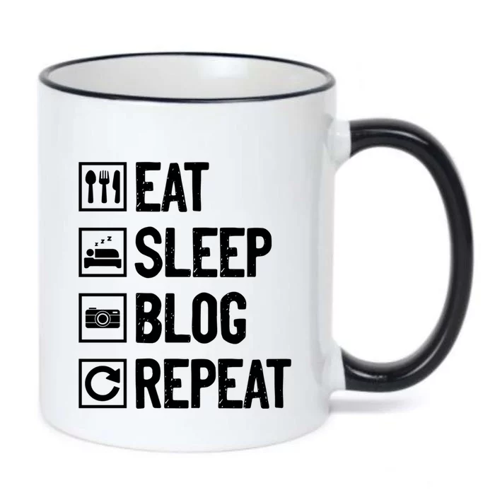 Eat Sleep Blog Repeat Vlogging Blogging Traveler Blogger Gift Black Color Changing Mug