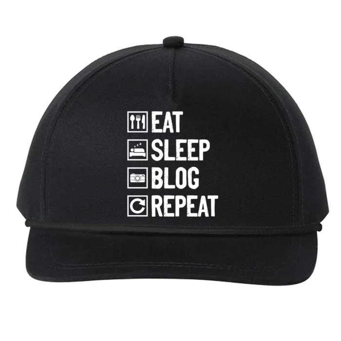 Eat Sleep Blog Repeat Vlogging Blogging Traveler Blogger Gift Snapback Five-Panel Rope Hat