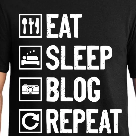 Eat Sleep Blog Repeat Vlogging Blogging Traveler Blogger Gift Pajama Set