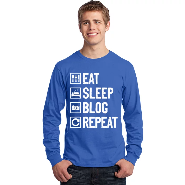 Eat Sleep Blog Repeat Vlogging Blogging Traveler Blogger Gift Long Sleeve Shirt