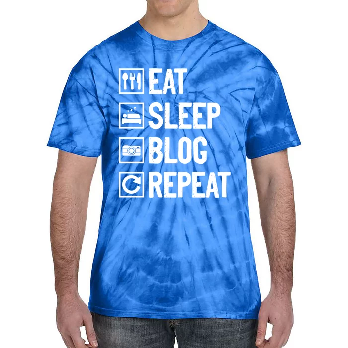 Eat Sleep Blog Repeat Vlogging Blogging Traveler Blogger Gift Tie-Dye T-Shirt