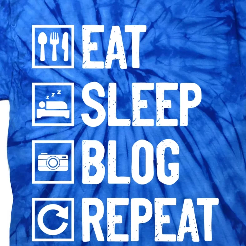 Eat Sleep Blog Repeat Vlogging Blogging Traveler Blogger Gift Tie-Dye T-Shirt