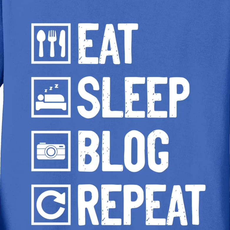 Eat Sleep Blog Repeat Vlogging Blogging Traveler Blogger Gift Kids Long Sleeve Shirt