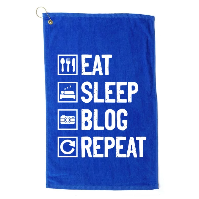 Eat Sleep Blog Repeat Vlogging Blogging Traveler Blogger Gift Platinum Collection Golf Towel