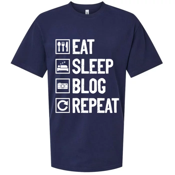 Eat Sleep Blog Repeat Vlogging Blogging Traveler Blogger Gift Sueded Cloud Jersey T-Shirt