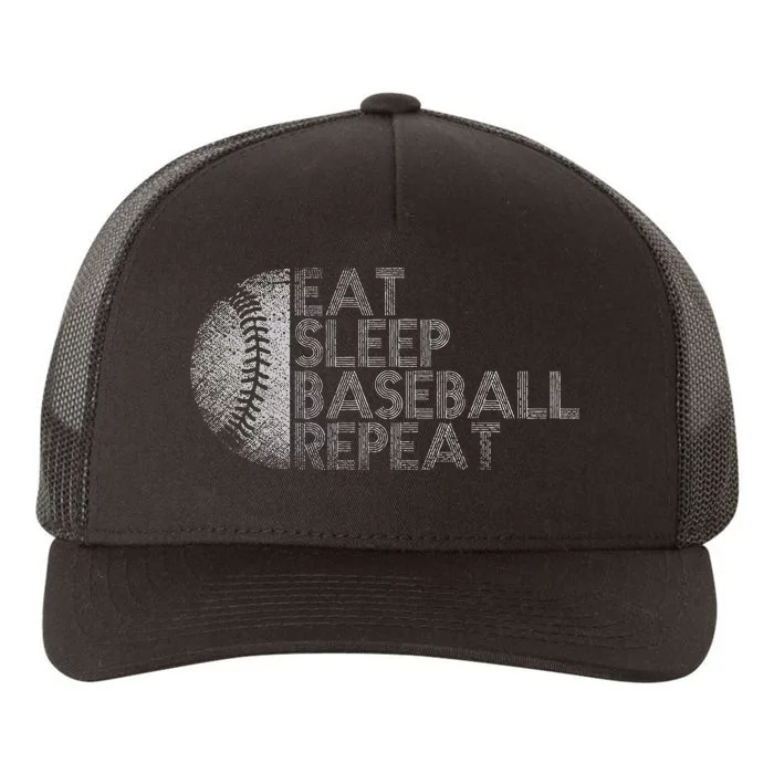 Eat Sleep Baseball Repeat Baseball Player Yupoong Adult 5-Panel Trucker Hat