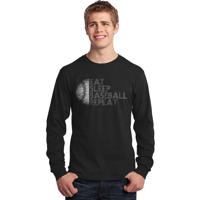 Eat Sleep Baseball Repeat Baseball Player Long Sleeve Shirt