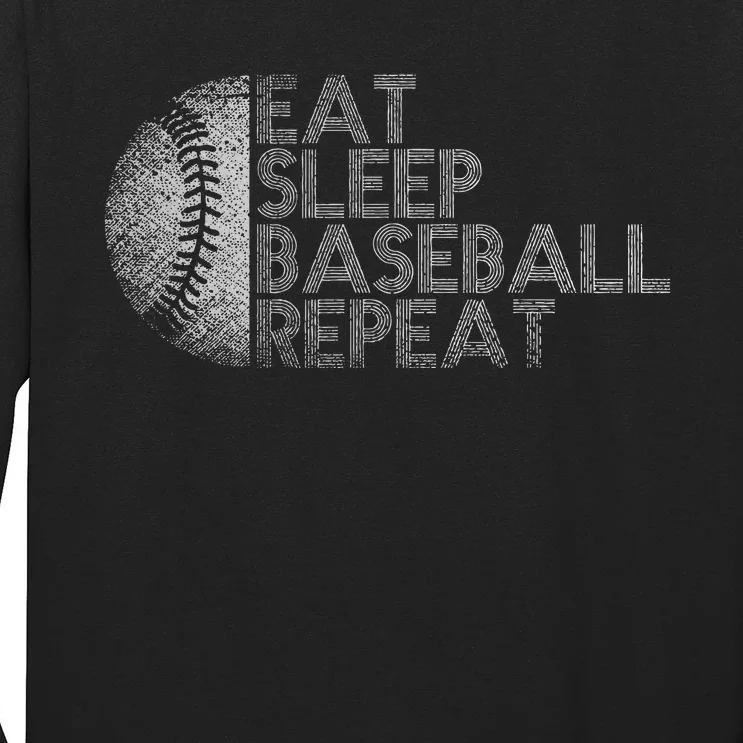 Eat Sleep Baseball Repeat Baseball Player Long Sleeve Shirt