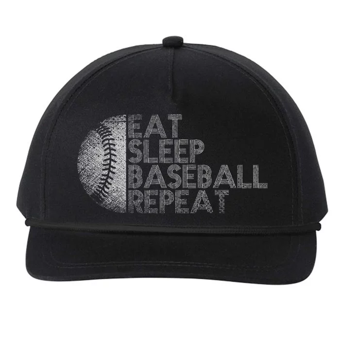 Eat Sleep Baseball Repeat Baseball Player Snapback Five-Panel Rope Hat