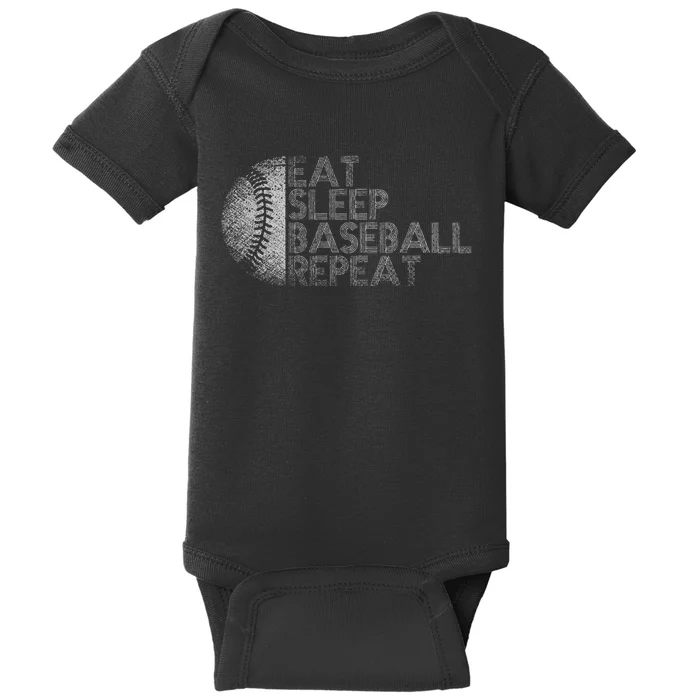 Eat Sleep Baseball Repeat Baseball Player Baby Bodysuit