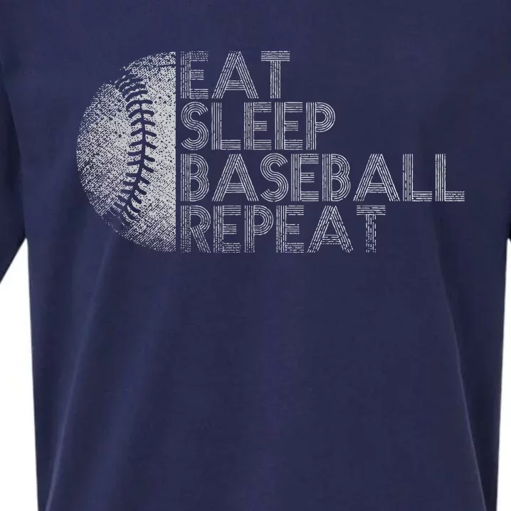 Eat Sleep Baseball Repeat Baseball Player Sueded Cloud Jersey T-Shirt