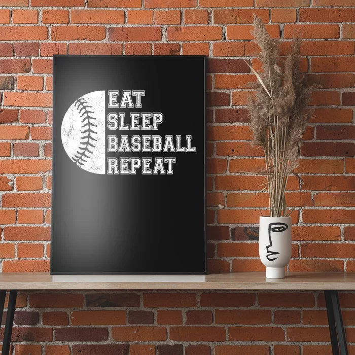 Eat Sleep Baseball Repeat Baseball Player Funny Baseball Poster