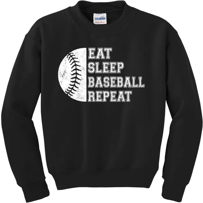 Eat Sleep Baseball Repeat Baseball Player Funny Baseball Kids Sweatshirt