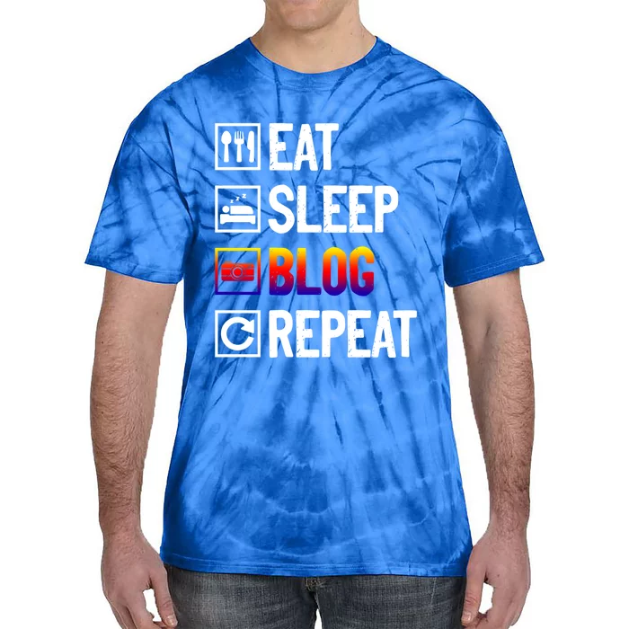 Eat Sleep Blog Repeat Vlogging Blogging Traveler Blogger Meaningful Gift Tie-Dye T-Shirt